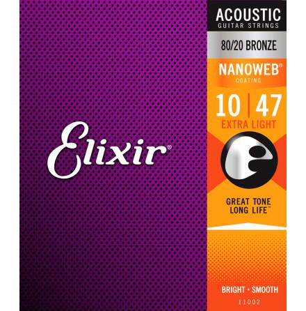 Elixir Acoustic 80/20 Bronze NANOWEB | 010-047