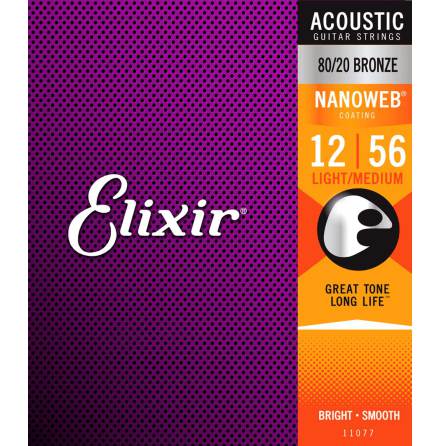 Elixir Acoustic 80/20 Bronze NANOWEB | 012-056